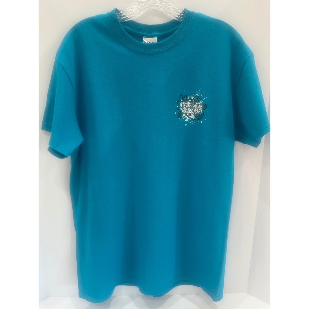 Girlie Girl Originals Awesome Graphic Tee Teal Blue Gildan Heavy Cotton Medium
